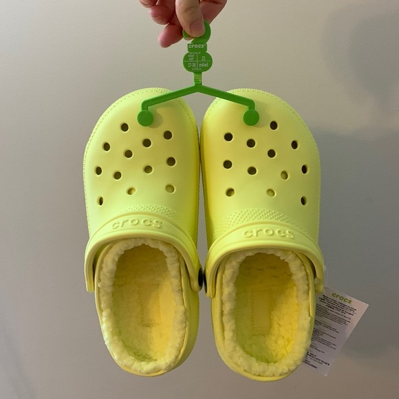 Neon Yellow Fur-Lined Crocs - Picture 3 of 11